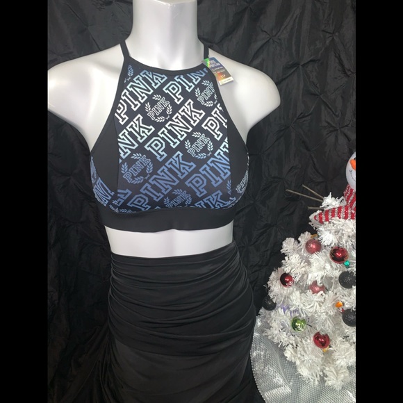 Pink Victoria Secret Ultimate Sports Blue Ombre Bra High-Neck Unlined Sports NWT - Picture 3 of 11